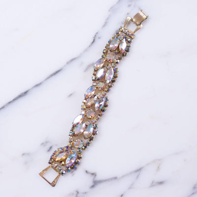 Vintage 1950s Wide Aurora Borealis Crystal Bracelet by 1950s - Vintage Meet Modern Vintage Jewelry - Chicago, Illinois - #oldhollywoodglamour #vintagemeetmodern #designervintage #jewelrybox #antiquejewelry #vintagejewelry