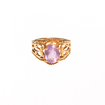 Vintage Amethyst Crystal Ring set in 18kt Gold Plating by 1980s - Vintage Meet Modern Vintage Jewelry - Chicago, Illinois - #oldhollywoodglamour #vintagemeetmodern #designervintage #jewelrybox #antiquejewelry #vintagejewelry