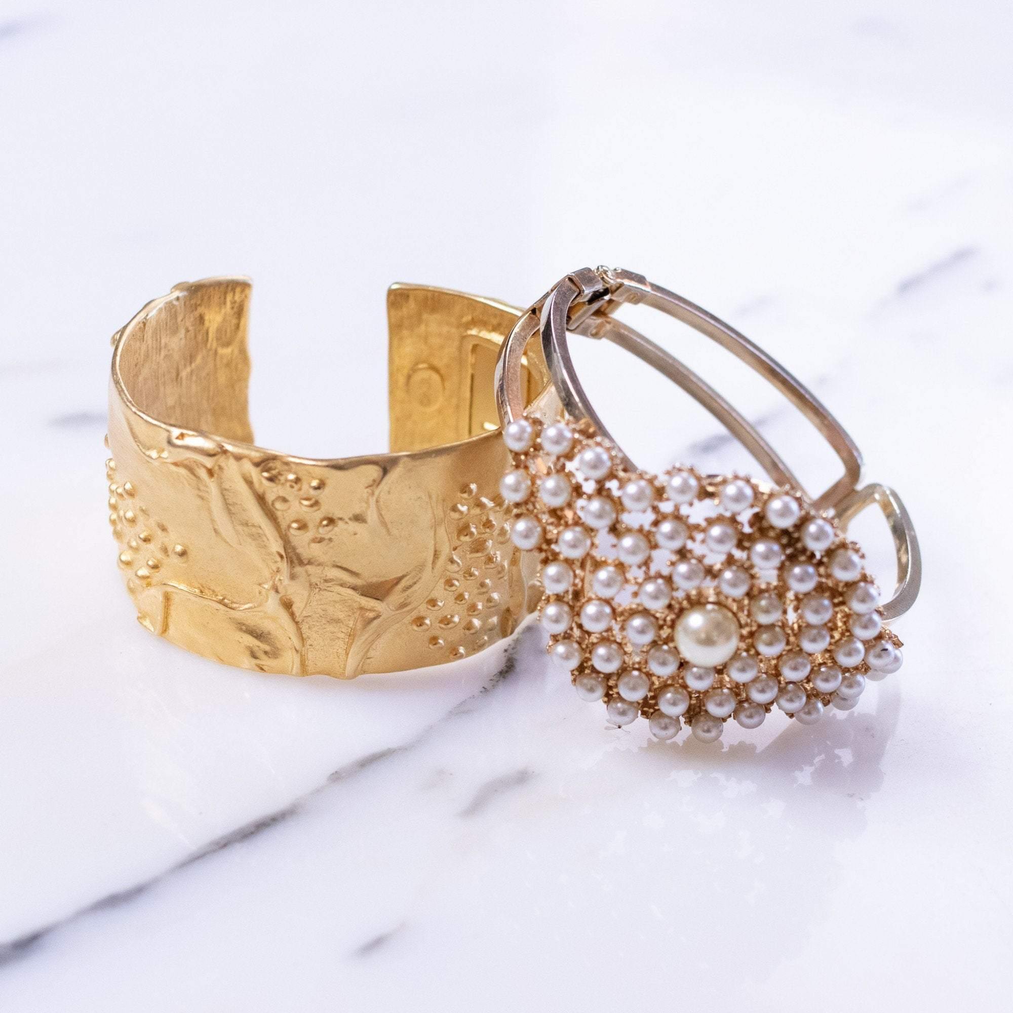 Vintage Kenneth Jay Lane Gold Cuff Bracelet by Kenneth Jay Lane - Vintage Meet Modern Vintage Jewelry - Chicago, Illinois - #oldhollywoodglamour #vintagemeetmodern #designervintage #jewelrybox #antiquejewelry #vintagejewelry