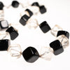 Vintage 1950s Square Clear and Black Chunky Lucite Beaded Necklace by Lucite - Vintage Meet Modern Vintage Jewelry - Chicago, Illinois - #oldhollywoodglamour #vintagemeetmodern #designervintage #jewelrybox #antiquejewelry #vintagejewelry