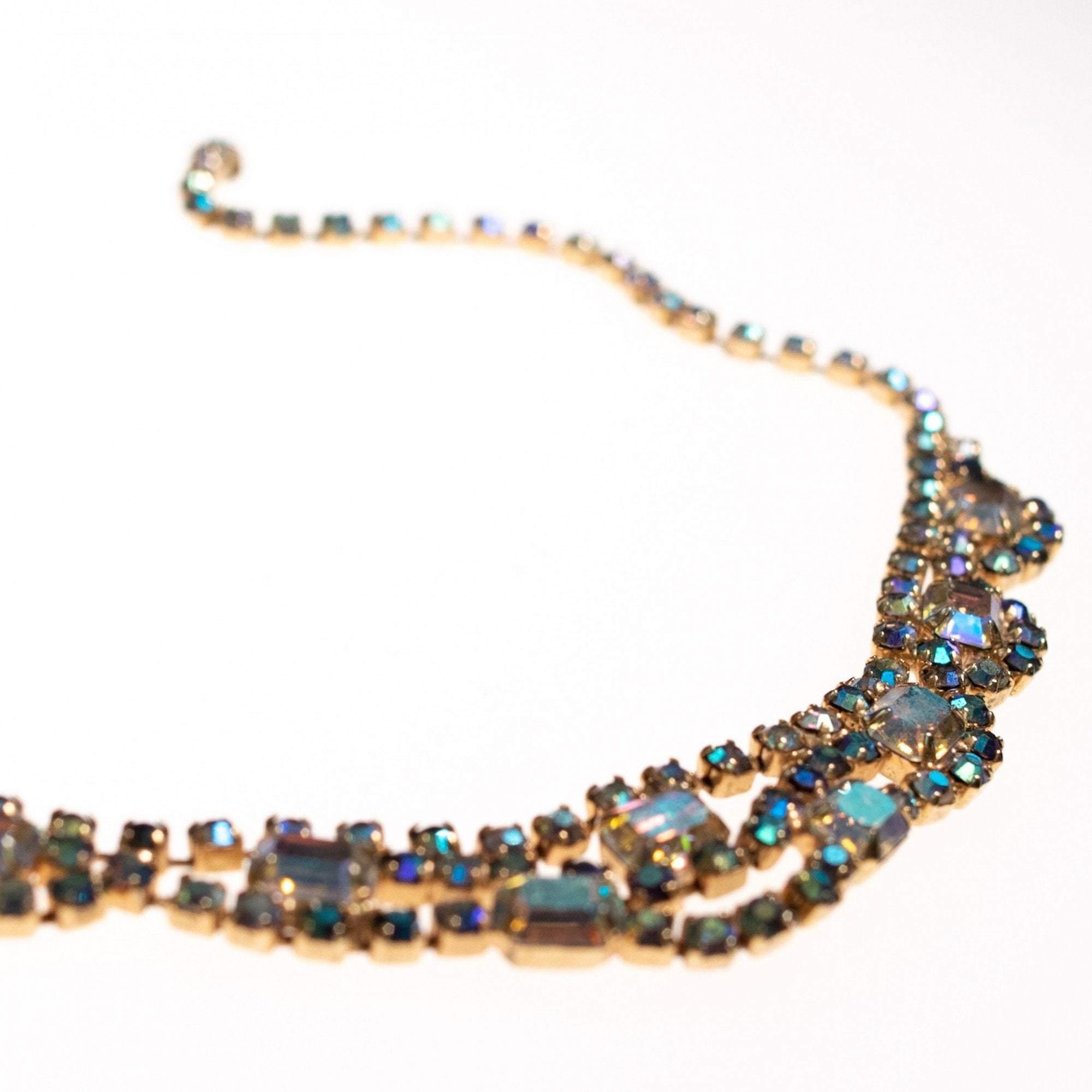 Vintage Unsigned Weiss Aurora Borealis Necklace by Weiss - Vintage Meet Modern Vintage Jewelry - Chicago, Illinois - #oldhollywoodglamour #vintagemeetmodern #designervintage #jewelrybox #antiquejewelry #vintagejewelry
