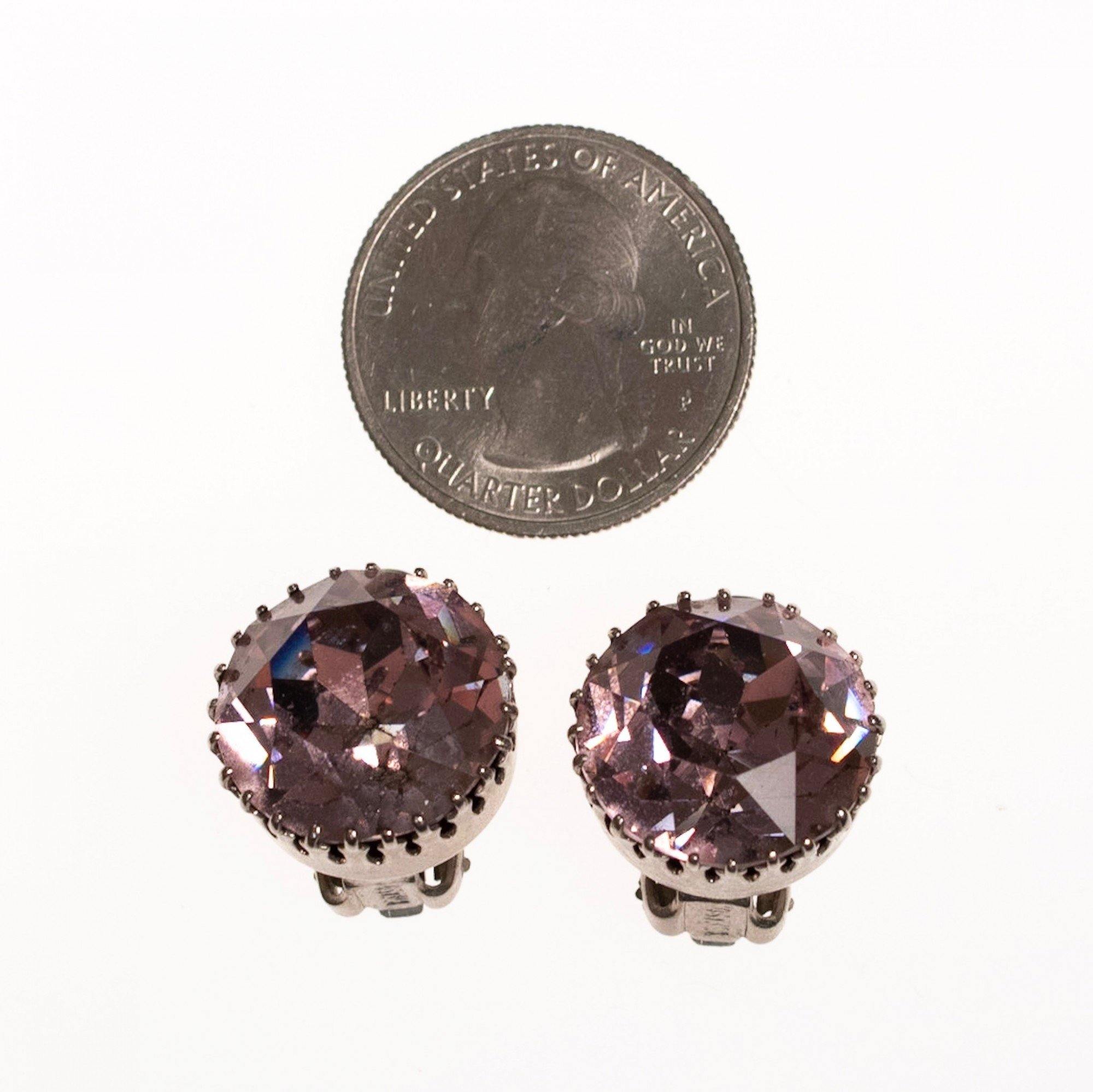 Vintage Austria Alexandrite Headlight Crystal Earrings by Austria - Vintage Meet Modern Vintage Jewelry - Chicago, Illinois - #oldhollywoodglamour #vintagemeetmodern #designervintage #jewelrybox #antiquejewelry #vintagejewelry