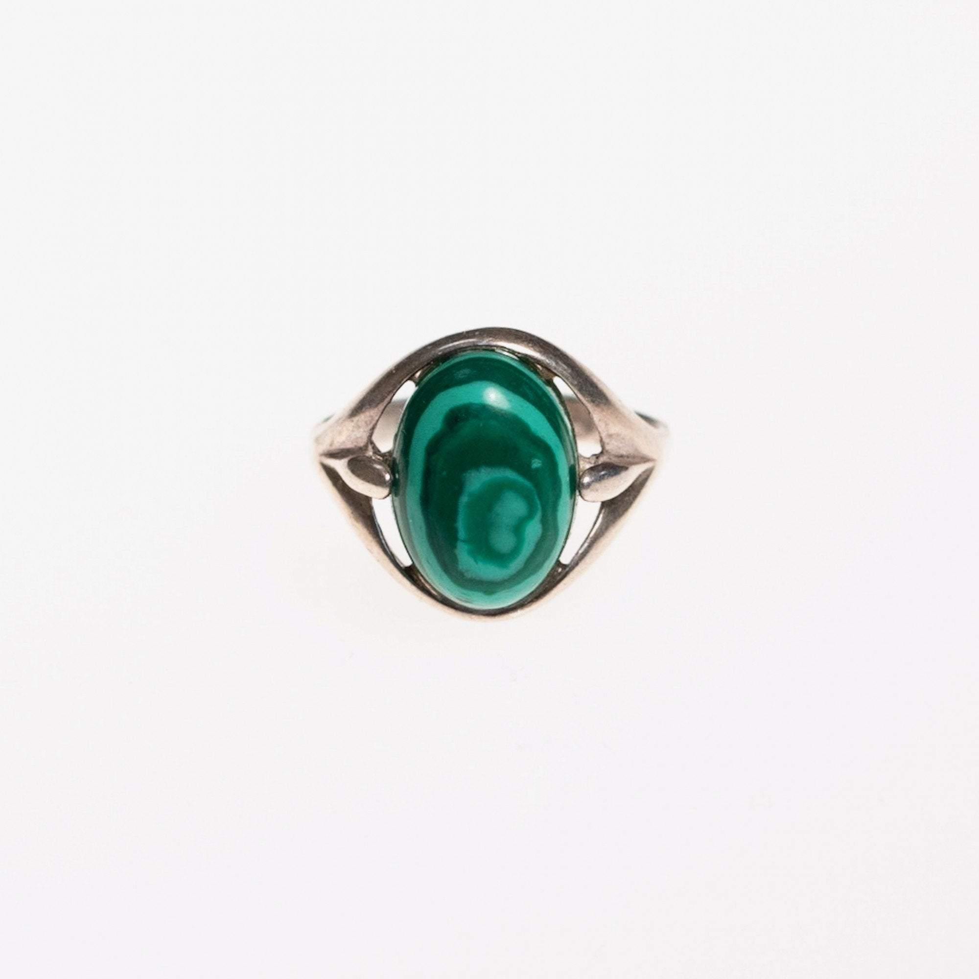 Vintage Malachite and Sterling Silver Ring by Sterling Silver - Vintage Meet Modern Vintage Jewelry - Chicago, Illinois - #oldhollywoodglamour #vintagemeetmodern #designervintage #jewelrybox #antiquejewelry #vintagejewelry