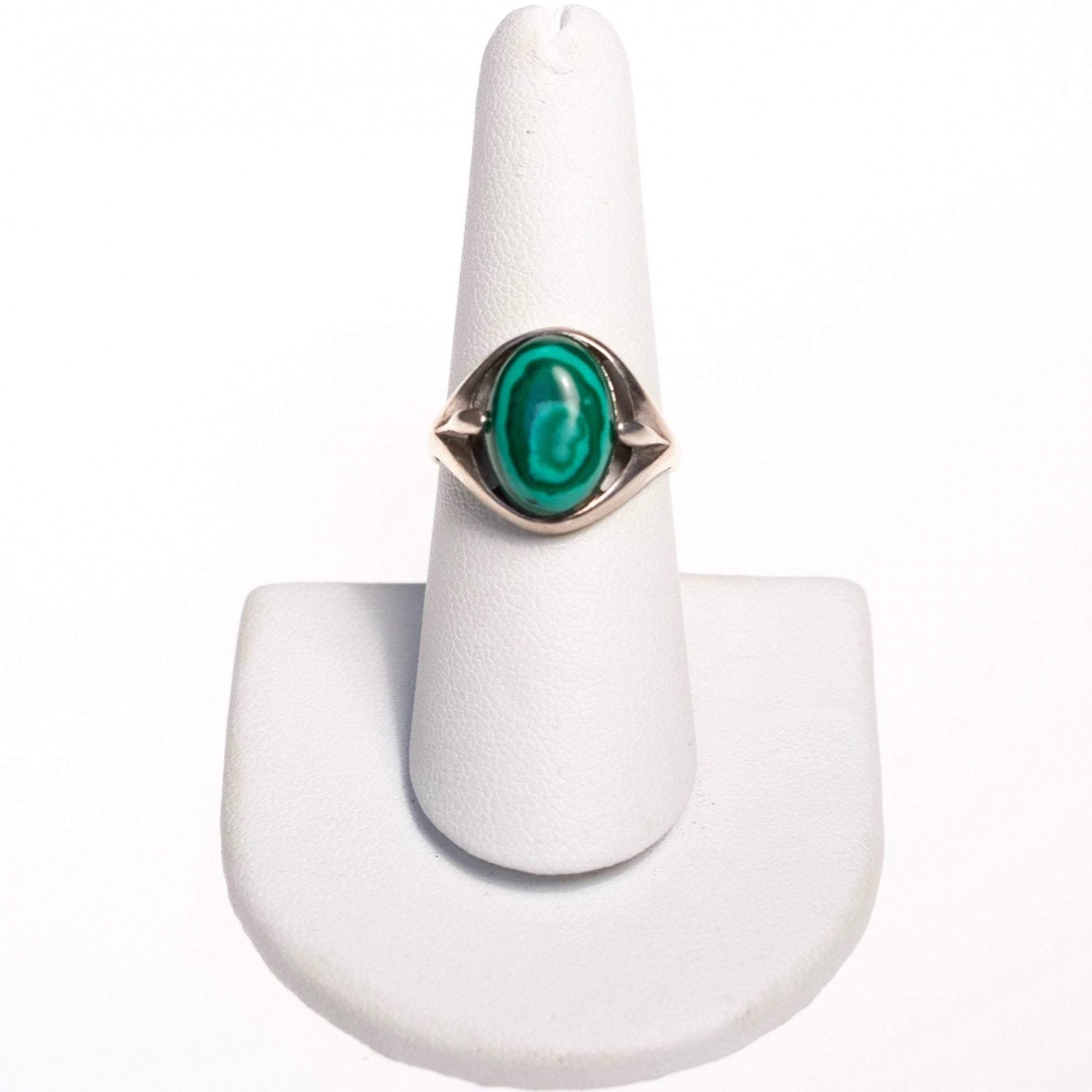 Vintage Malachite and Sterling Silver Ring by Sterling Silver - Vintage Meet Modern Vintage Jewelry - Chicago, Illinois - #oldhollywoodglamour #vintagemeetmodern #designervintage #jewelrybox #antiquejewelry #vintagejewelry
