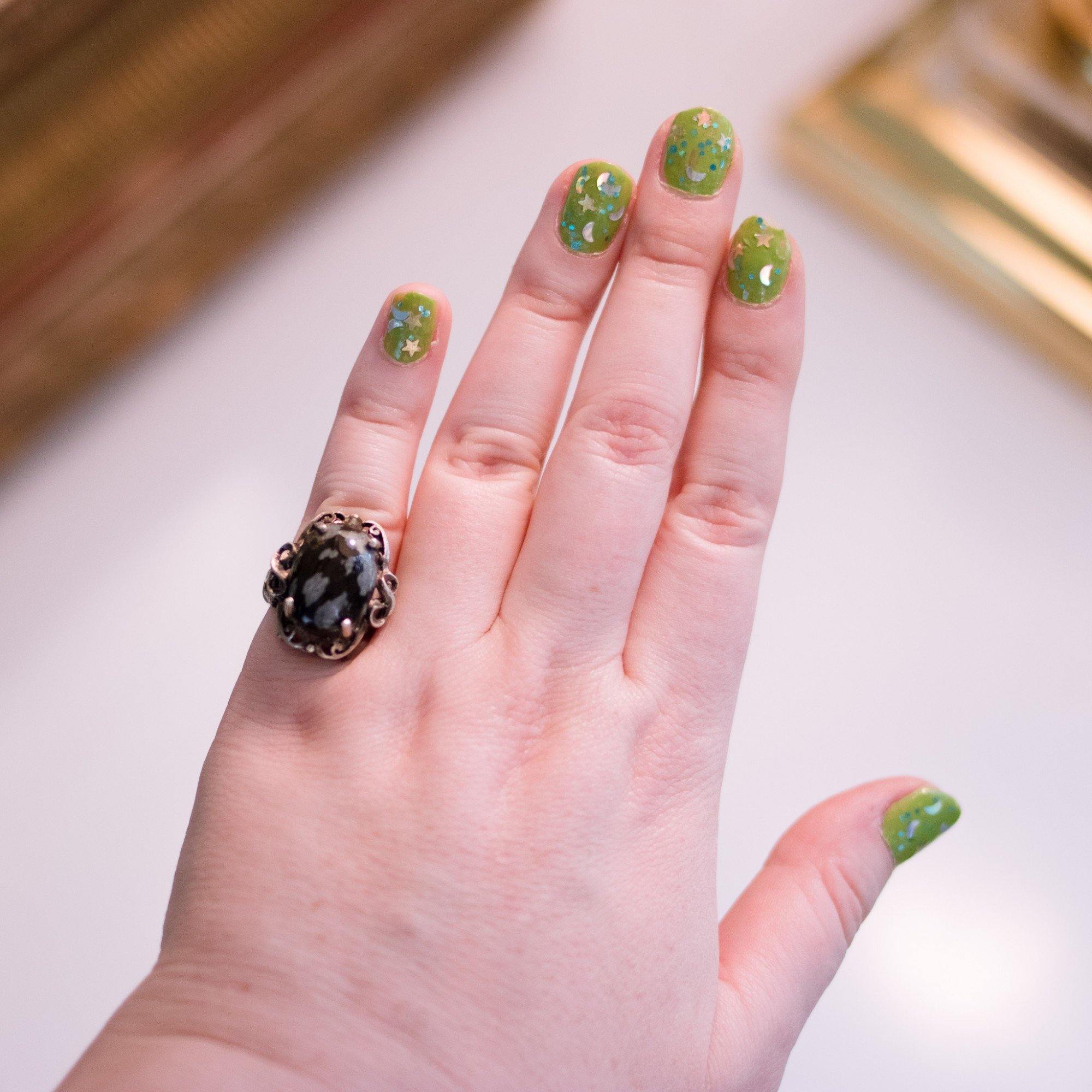 Vintage Black and Gray Jasper Ring Set In Sterling Silver by Sterling Silver - Vintage Meet Modern Vintage Jewelry - Chicago, Illinois - #oldhollywoodglamour #vintagemeetmodern #designervintage #jewelrybox #antiquejewelry #vintagejewelry