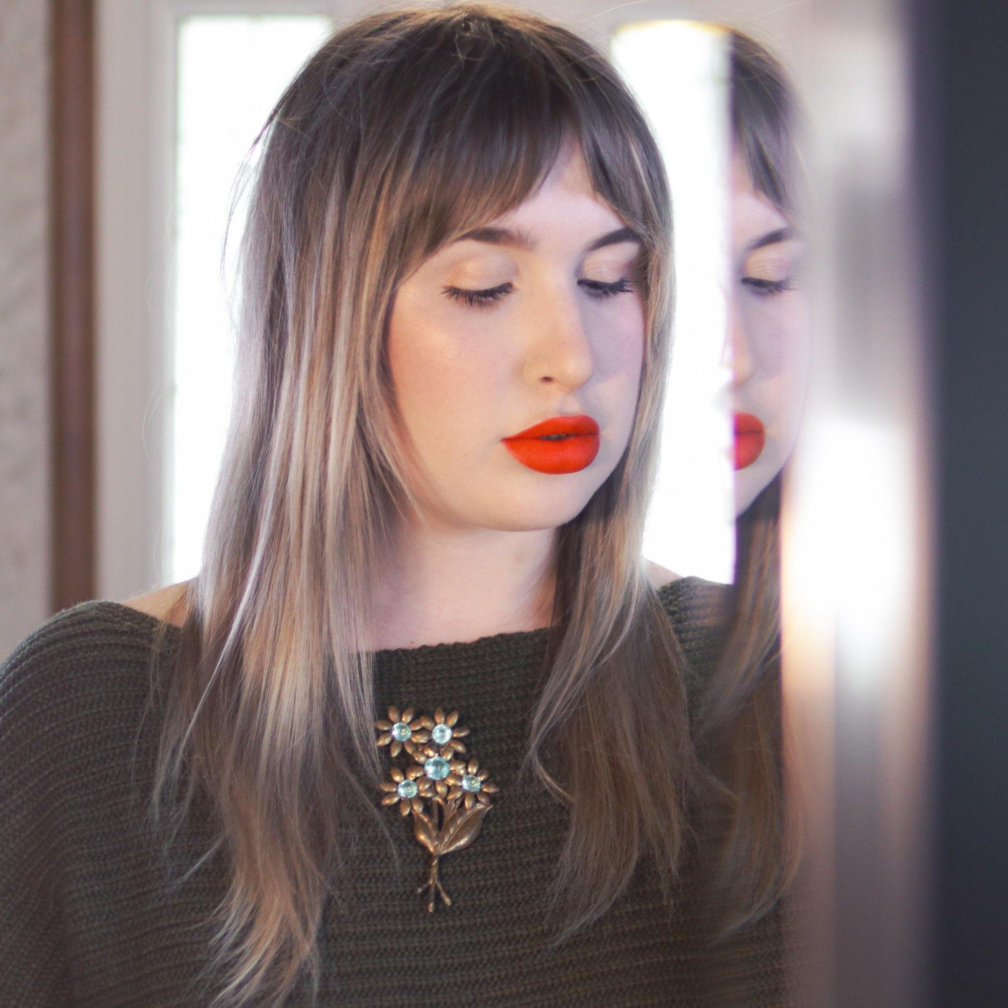 1940s Brass Flower Brooch With Aqua Lucite Crystals by 1940s - Vintage Meet Modern Vintage Jewelry - Chicago, Illinois - #oldhollywoodglamour #vintagemeetmodern #designervintage #jewelrybox #antiquejewelry #vintagejewelry