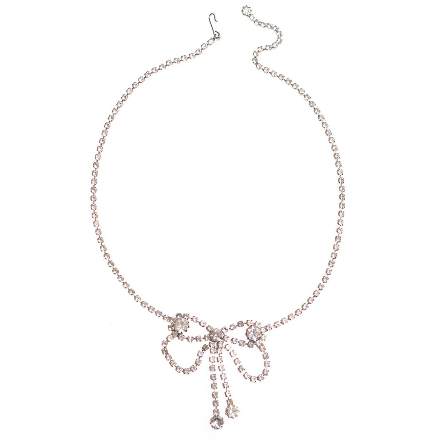 Vintage Diamante Crystal Bow Necklace by 1950s - Vintage Meet Modern Vintage Jewelry - Chicago, Illinois - #oldhollywoodglamour #vintagemeetmodern #designervintage #jewelrybox #antiquejewelry #vintagejewelry