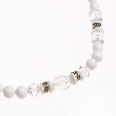 Vintage Art Deco Milk Glass and Crystal  Beaded Necklace by Art Deco - Vintage Meet Modern Vintage Jewelry - Chicago, Illinois - #oldhollywoodglamour #vintagemeetmodern #designervintage #jewelrybox #antiquejewelry #vintagejewelry