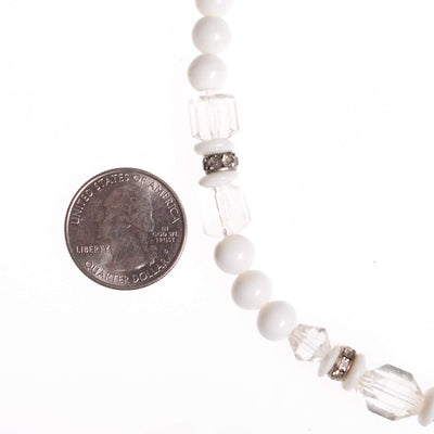 Vintage Art Deco Milk Glass and Crystal  Beaded Necklace by Art Deco - Vintage Meet Modern Vintage Jewelry - Chicago, Illinois - #oldhollywoodglamour #vintagemeetmodern #designervintage #jewelrybox #antiquejewelry #vintagejewelry