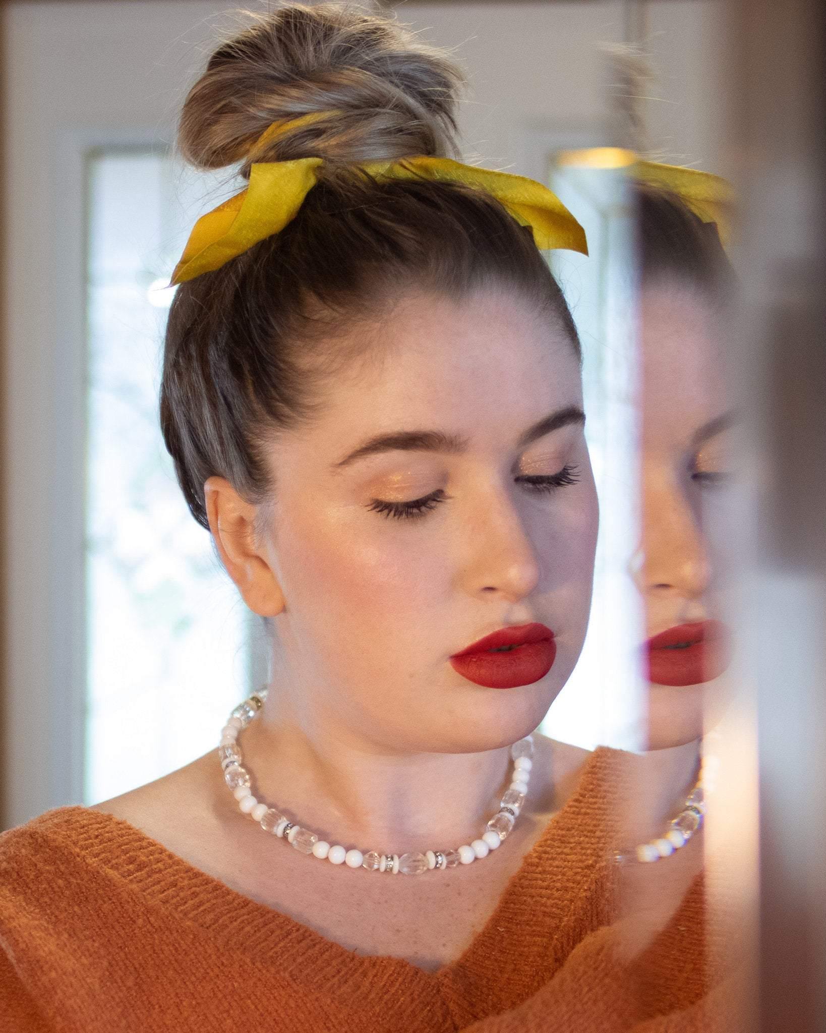 Vintage Art Deco Milk Glass and Crystal  Beaded Necklace by Art Deco - Vintage Meet Modern Vintage Jewelry - Chicago, Illinois - #oldhollywoodglamour #vintagemeetmodern #designervintage #jewelrybox #antiquejewelry #vintagejewelry