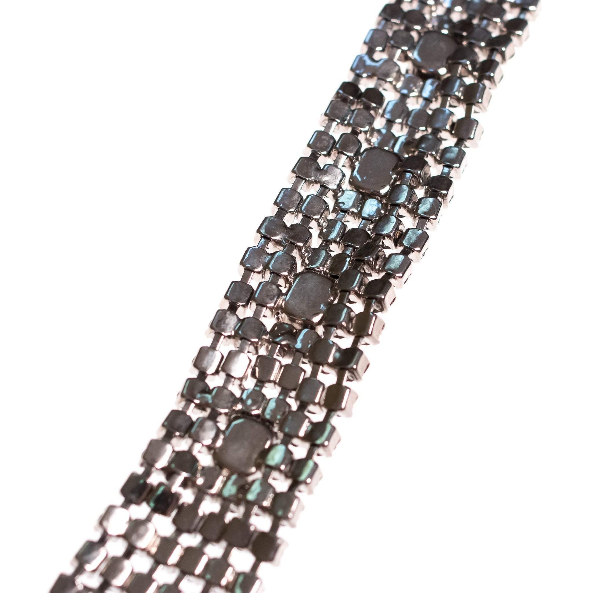 Vintage Blue Gray Aurora Borealis Rhinestone Bracelet by 1950s - Vintage Meet Modern Vintage Jewelry - Chicago, Illinois - #oldhollywoodglamour #vintagemeetmodern #designervintage #jewelrybox #antiquejewelry #vintagejewelry