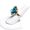 Vintage Blue Crystal Cocktail Statement Ring in Elegant Gold Tone Setting by 1980s - Vintage Meet Modern Vintage Jewelry - Chicago, Illinois - #oldhollywoodglamour #vintagemeetmodern #designervintage #jewelrybox #antiquejewelry #vintagejewelry