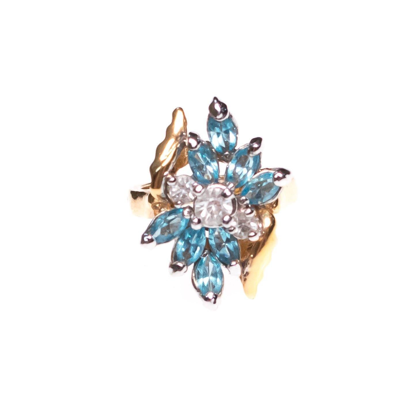 Vintage Diamante and Blue Crystal Cocktail Statement Ring by 1980s - Vintage Meet Modern Vintage Jewelry - Chicago, Illinois - #oldhollywoodglamour #vintagemeetmodern #designervintage #jewelrybox #antiquejewelry #vintagejewelry
