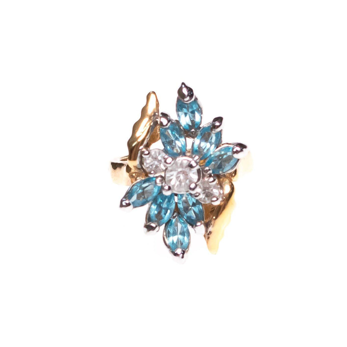 Vintage Diamante and Blue Crystal Cocktail Statement Ring