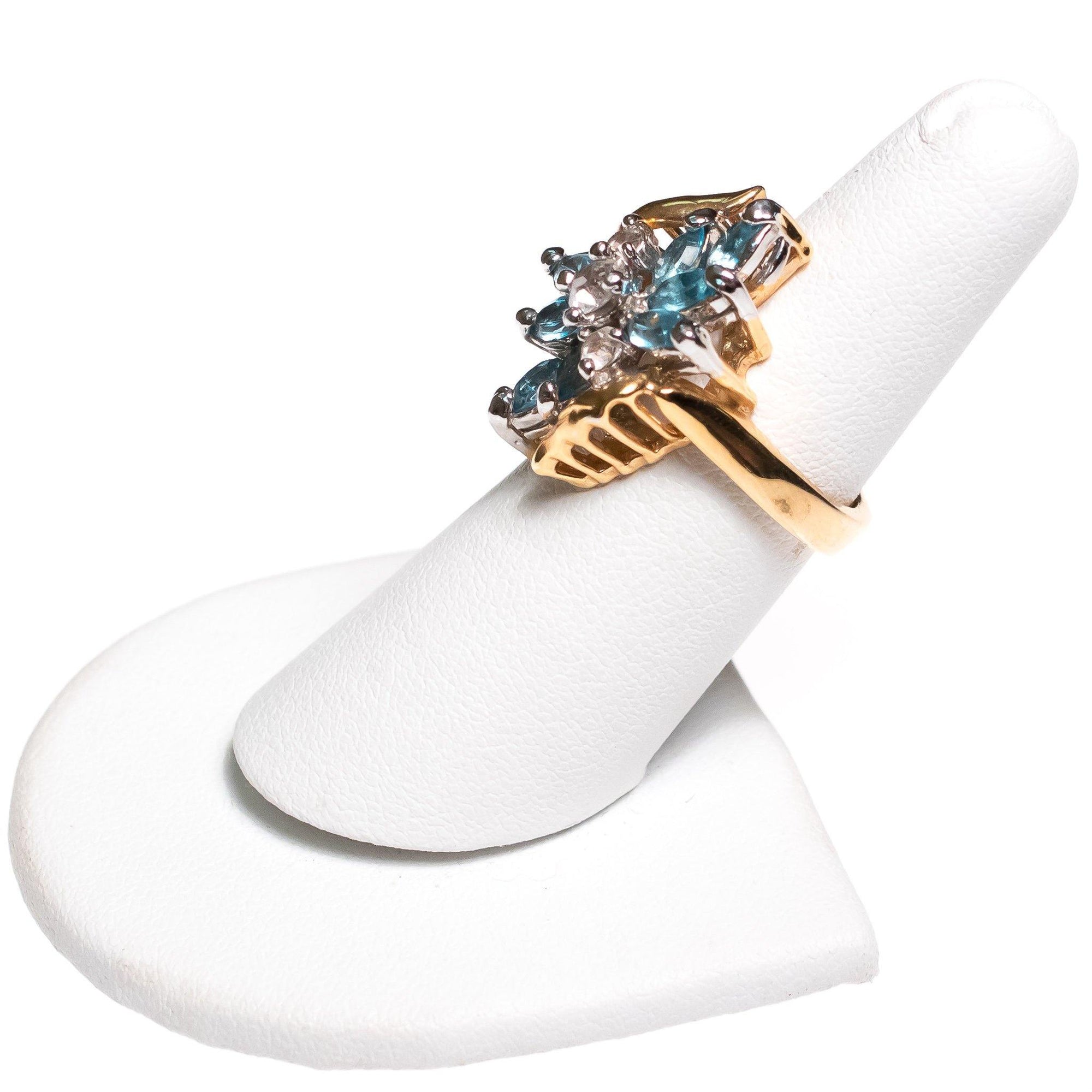 Vintage Diamante and Blue Crystal Cocktail Statement Ring by 1980s - Vintage Meet Modern Vintage Jewelry - Chicago, Illinois - #oldhollywoodglamour #vintagemeetmodern #designervintage #jewelrybox #antiquejewelry #vintagejewelry