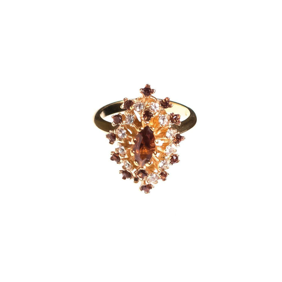 Vintage Amber Marquise Crystal and Diamante Statement Ring by 1980s - Vintage Meet Modern Vintage Jewelry - Chicago, Illinois - #oldhollywoodglamour #vintagemeetmodern #designervintage #jewelrybox #antiquejewelry #vintagejewelry