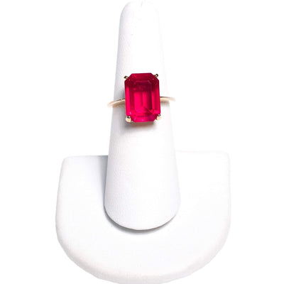 Vintage Red Emerald Cut Crystal Cocktail Statement Ring by 1950s - Vintage Meet Modern Vintage Jewelry - Chicago, Illinois - #oldhollywoodglamour #vintagemeetmodern #designervintage #jewelrybox #antiquejewelry #vintagejewelry