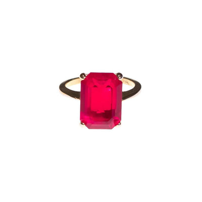 Vintage Red Emerald Cut Crystal Cocktail Statement Ring by 1950s - Vintage Meet Modern Vintage Jewelry - Chicago, Illinois - #oldhollywoodglamour #vintagemeetmodern #designervintage #jewelrybox #antiquejewelry #vintagejewelry