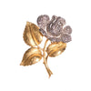 Vintage Crown Trifari Silver Milgrain Rose with Gold Leaves Brooch by Crown Trifari - Vintage Meet Modern Vintage Jewelry - Chicago, Illinois - #oldhollywoodglamour #vintagemeetmodern #designervintage #jewelrybox #antiquejewelry #vintagejewelry