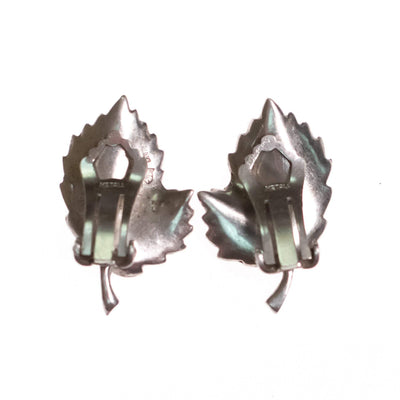 Vintage West Germany Sterling Silver Marcasite Leaf Earrings by West Germany - Vintage Meet Modern Vintage Jewelry - Chicago, Illinois - #oldhollywoodglamour #vintagemeetmodern #designervintage #jewelrybox #antiquejewelry #vintagejewelry