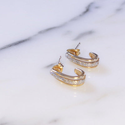 Vintage 1980s Sterling Silver and 18kt Gold Milgrain Small Hoop Earrings by Sterling Silver 18kt Gold - Vintage Meet Modern Vintage Jewelry - Chicago, Illinois - #oldhollywoodglamour #vintagemeetmodern #designervintage #jewelrybox #antiquejewelry #vintagejewelry