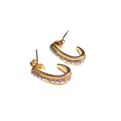 Vintage 1980s Sterling Silver and 18kt Gold Milgrain Small Hoop Earrings by Sterling Silver 18kt Gold - Vintage Meet Modern Vintage Jewelry - Chicago, Illinois - #oldhollywoodglamour #vintagemeetmodern #designervintage #jewelrybox #antiquejewelry #vintagejewelry