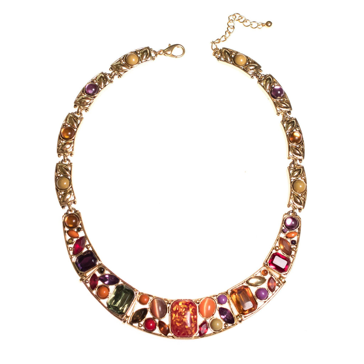 Vintage Contemporary Colorful Rhinestone Statement Necklace