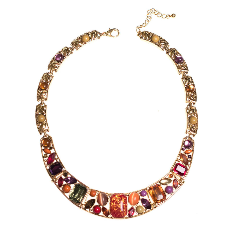 Vintage Contemporary Colorful Rhinestone Statement Necklace by 1990s - Vintage Meet Modern Vintage Jewelry - Chicago, Illinois - #oldhollywoodglamour #vintagemeetmodern #designervintage #jewelrybox #antiquejewelry #vintagejewelry