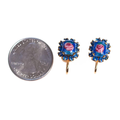 1950s Blue & Pink Guilloche Earrings by 1950s - Vintage Meet Modern Vintage Jewelry - Chicago, Illinois - #oldhollywoodglamour #vintagemeetmodern #designervintage #jewelrybox #antiquejewelry #vintagejewelry