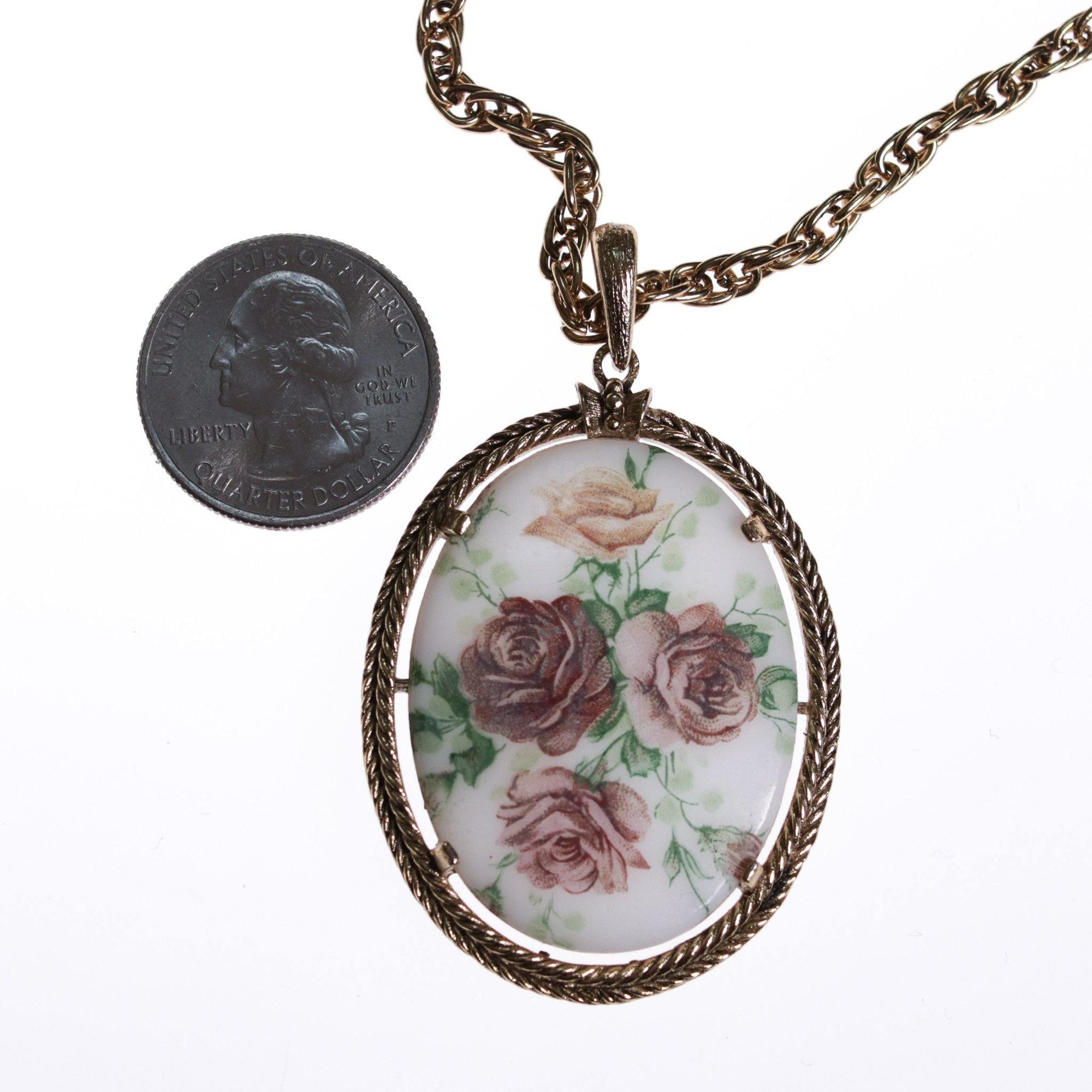 1950s Limoges Floral Pendant  Lavender and Pink Flowers by Limoges - Vintage Meet Modern Vintage Jewelry - Chicago, Illinois - #oldhollywoodglamour #vintagemeetmodern #designervintage #jewelrybox #antiquejewelry #vintagejewelry