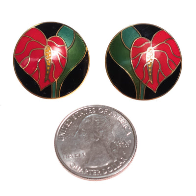 Vintage Laurel Burch Anthurium Red with Black Enamel by Laurel Burch - Vintage Meet Modern Vintage Jewelry - Chicago, Illinois - #oldhollywoodglamour #vintagemeetmodern #designervintage #jewelrybox #antiquejewelry #vintagejewelry