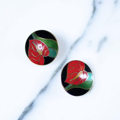 Vintage Laurel Burch Anthurium Red with Black Enamel by Laurel Burch - Vintage Meet Modern Vintage Jewelry - Chicago, Illinois - #oldhollywoodglamour #vintagemeetmodern #designervintage #jewelrybox #antiquejewelry #vintagejewelry