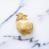 1950s Gold Apple with Diamante Accents by 1950s - Vintage Meet Modern Vintage Jewelry - Chicago, Illinois - #oldhollywoodglamour #vintagemeetmodern #designervintage #jewelrybox #antiquejewelry #vintagejewelry