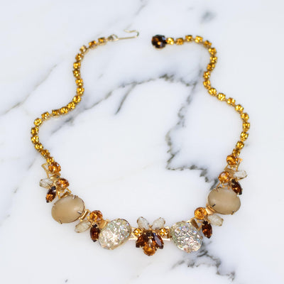 Vintage Juliana Champagne, Amber, and Smoky Crystal Necklace by Juliana - Vintage Meet Modern Vintage Jewelry - Chicago, Illinois - #oldhollywoodglamour #vintagemeetmodern #designervintage #jewelrybox #antiquejewelry #vintagejewelry