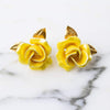 Vintage Yellow Rose Earrings by 1950s - Vintage Meet Modern Vintage Jewelry - Chicago, Illinois - #oldhollywoodglamour #vintagemeetmodern #designervintage #jewelrybox #antiquejewelry #vintagejewelry
