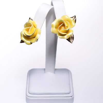 Vintage Yellow Rose Earrings by 1950s - Vintage Meet Modern Vintage Jewelry - Chicago, Illinois - #oldhollywoodglamour #vintagemeetmodern #designervintage #jewelrybox #antiquejewelry #vintagejewelry