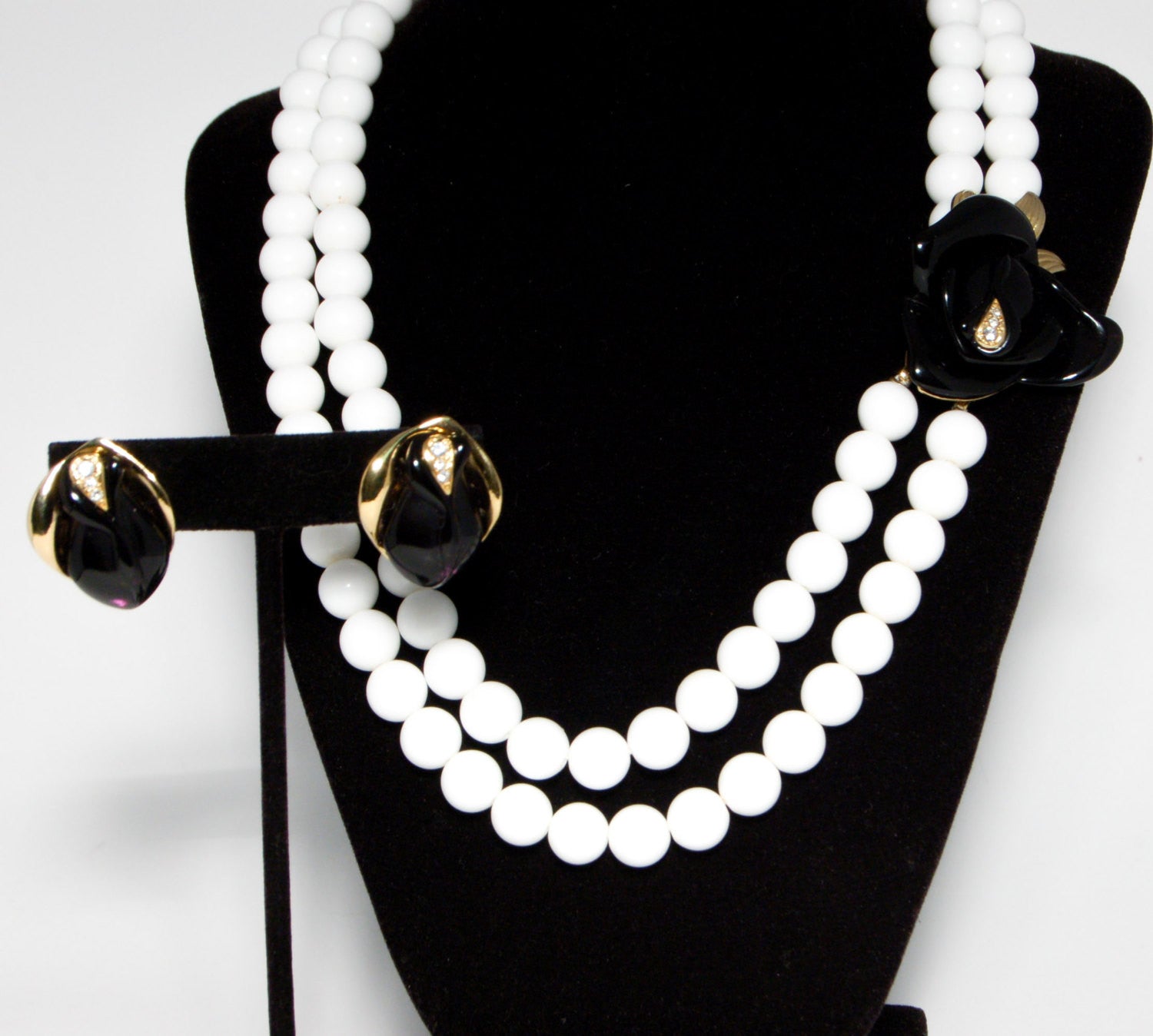 Midnight Rose Collection Necklace and Earrings Set by KJL for Avon by KJL - Vintage Meet Modern Vintage Jewelry - Chicago, Illinois - #oldhollywoodglamour #vintagemeetmodern #designervintage #jewelrybox #antiquejewelry #vintagejewelry