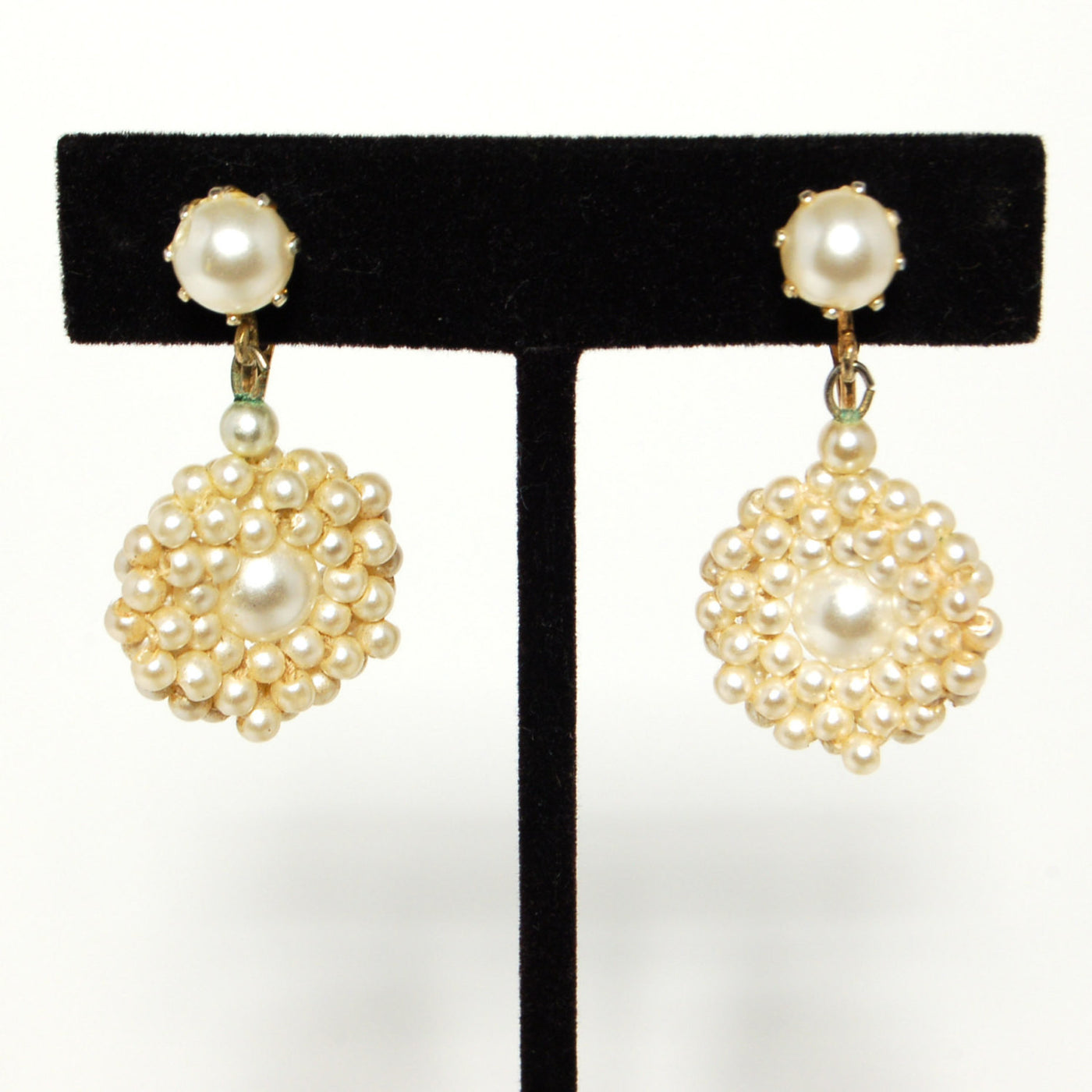 1940's Delicate Faux Pearl Dangling Earrings