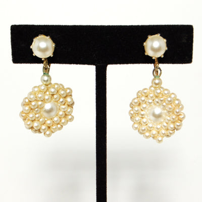 1940's Delicate Faux Pearl Dangling Earrings by Hong Kong - Vintage Meet Modern Vintage Jewelry - Chicago, Illinois - #oldhollywoodglamour #vintagemeetmodern #designervintage #jewelrybox #antiquejewelry #vintagejewelry