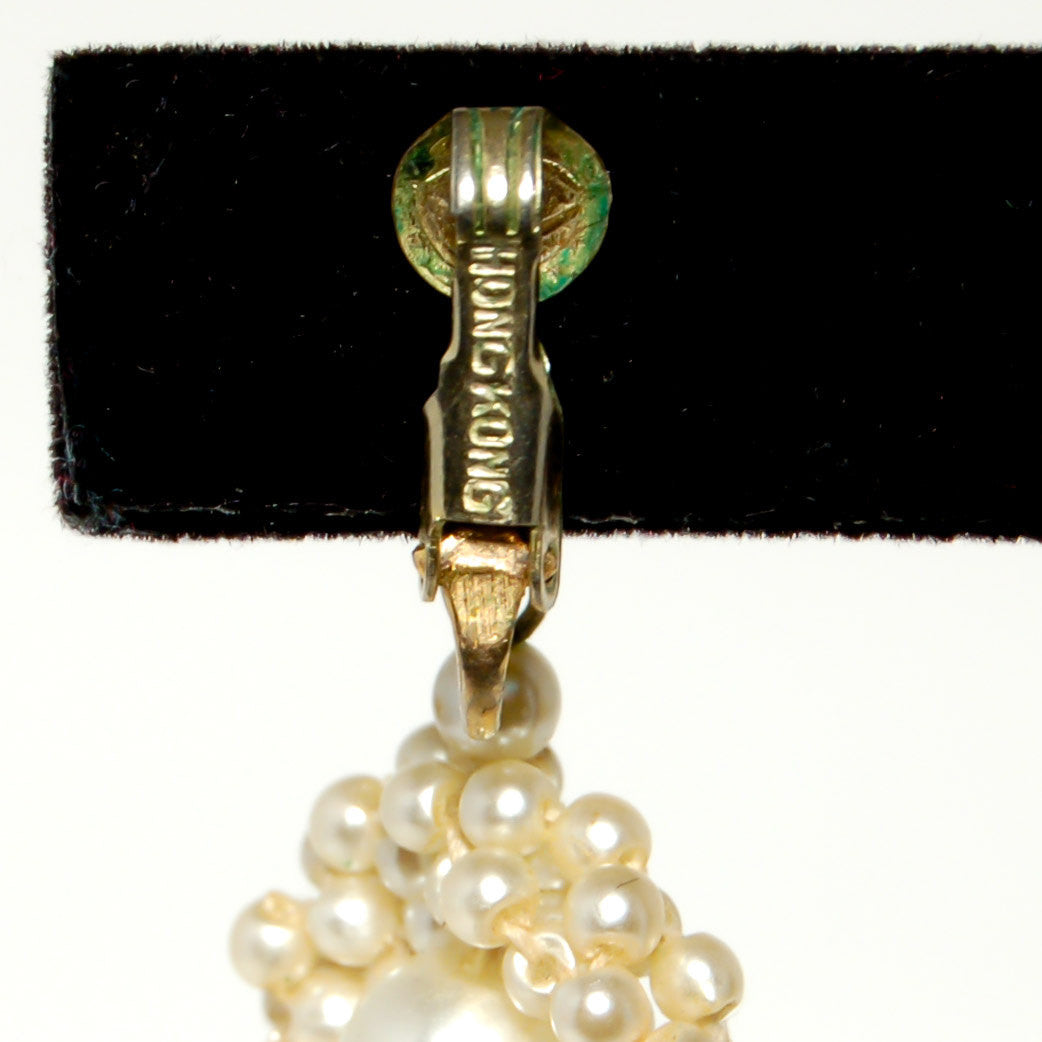 1940's Delicate Faux Pearl Dangling Earrings by Hong Kong - Vintage Meet Modern Vintage Jewelry - Chicago, Illinois - #oldhollywoodglamour #vintagemeetmodern #designervintage #jewelrybox #antiquejewelry #vintagejewelry