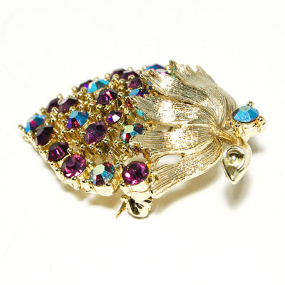 Vintage Signed Lisner Demi Parure Strawberry Brooch and Earring Set Purple and Aqua Aurora Borealis Rhinestones in Original Box by Lisner - Vintage Meet Modern Vintage Jewelry - Chicago, Illinois - #oldhollywoodglamour #vintagemeetmodern #designervintage #jewelrybox #antiquejewelry #vintagejewelry