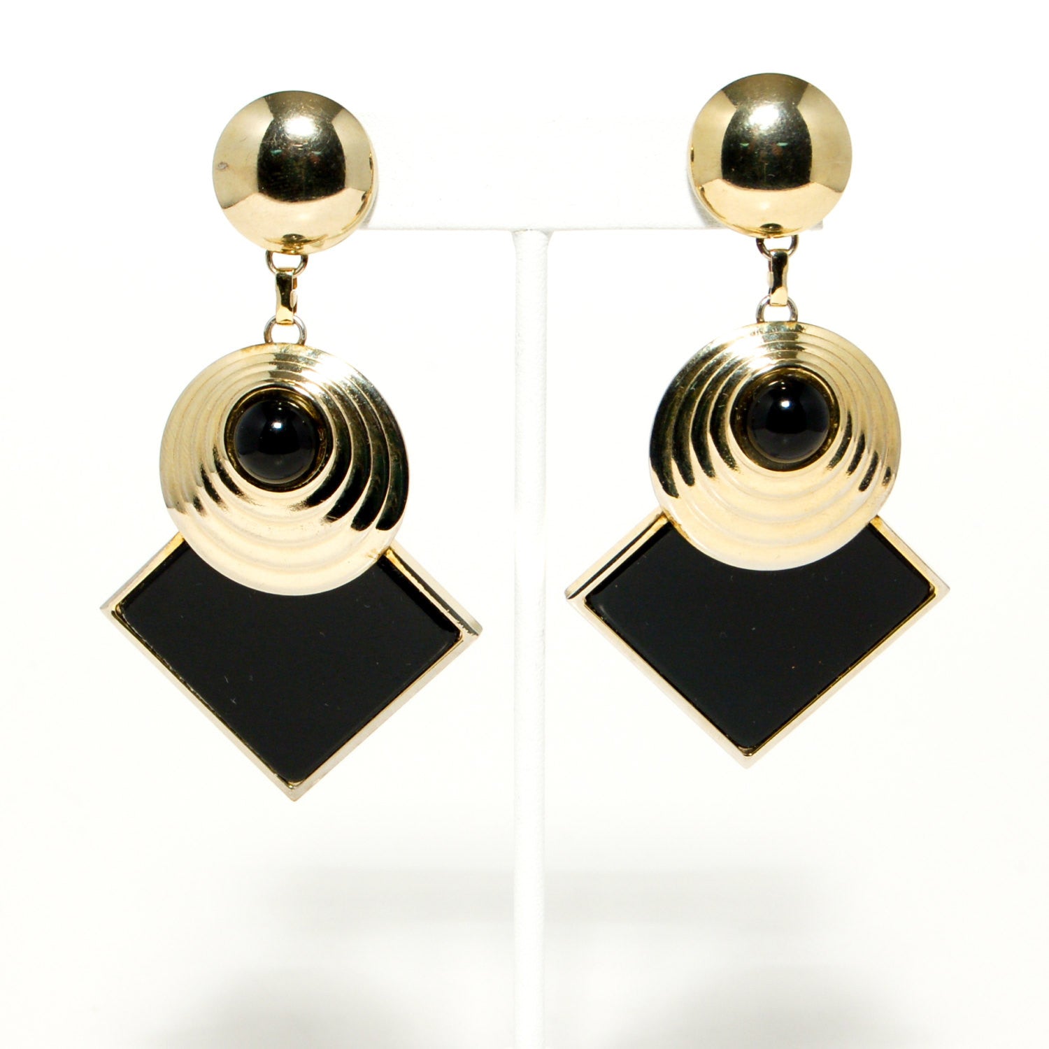 1970's Black Lucite Bead Necklace and Earrings Set by 1970's - Vintage Meet Modern Vintage Jewelry - Chicago, Illinois - #oldhollywoodglamour #vintagemeetmodern #designervintage #jewelrybox #antiquejewelry #vintagejewelry