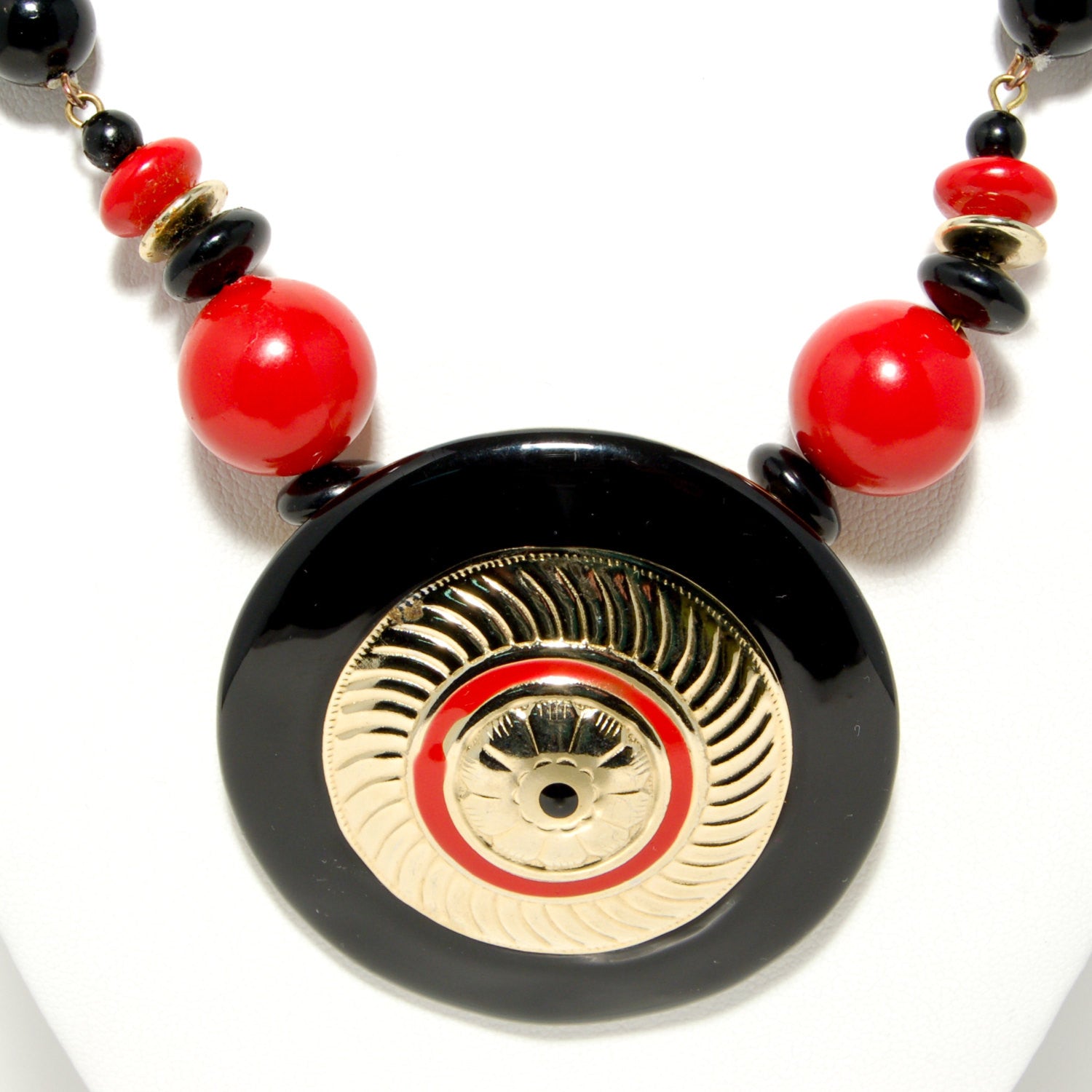 1970's Black Lucite Bead Necklace and Earrings Set by 1970's - Vintage Meet Modern Vintage Jewelry - Chicago, Illinois - #oldhollywoodglamour #vintagemeetmodern #designervintage #jewelrybox #antiquejewelry #vintagejewelry