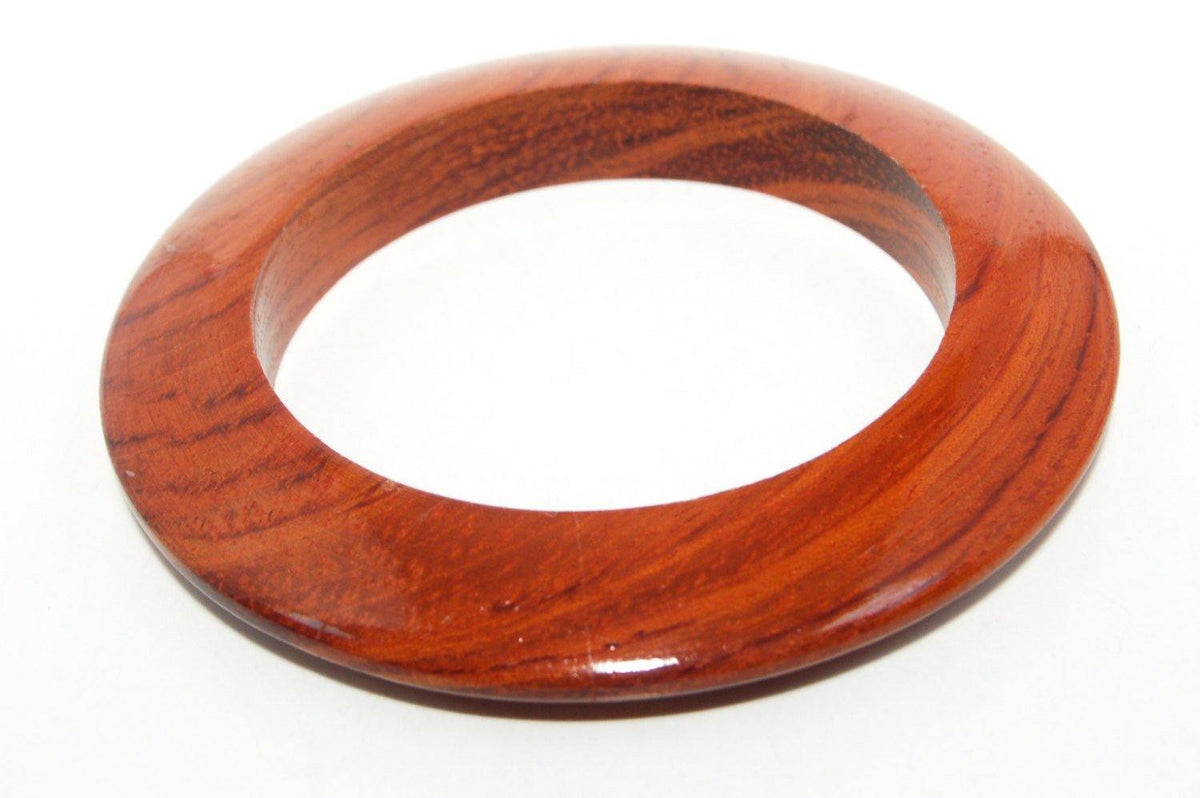 Polished Wood Bangle Bracelet 1970s Boho