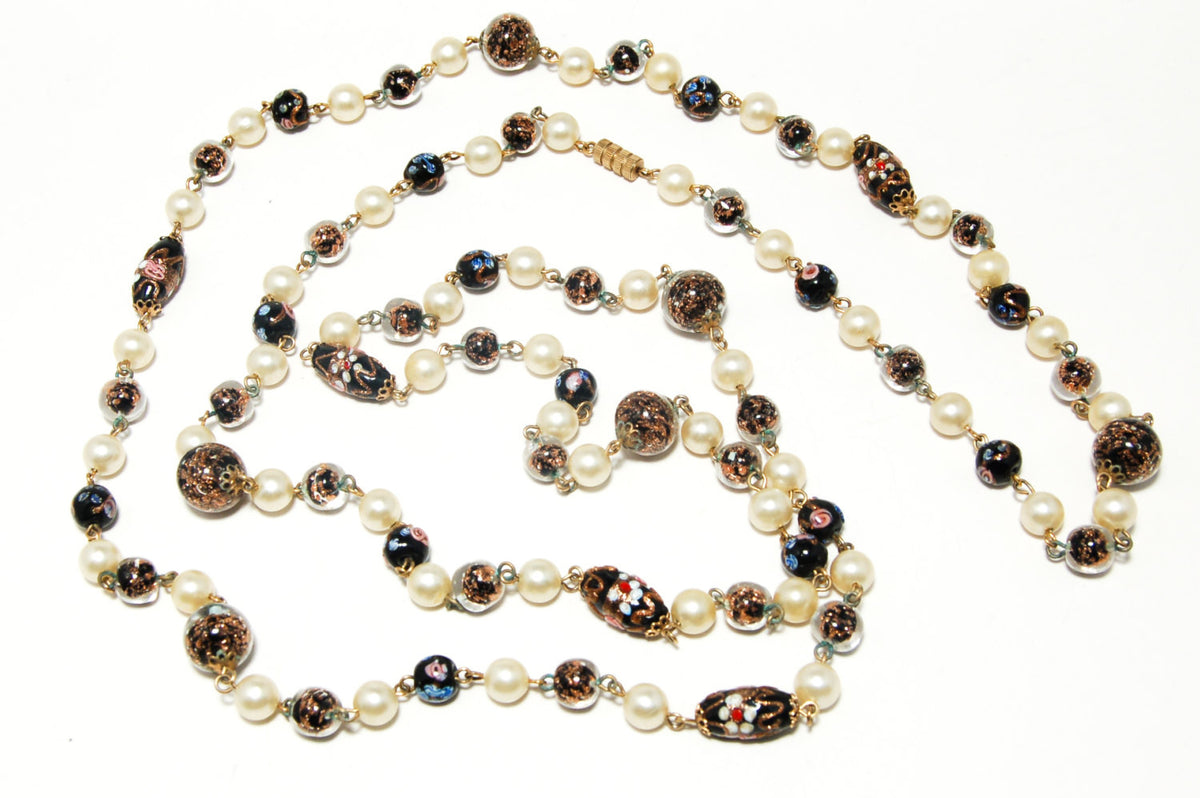 Venetian Wedding Cake Bead Long Necklace