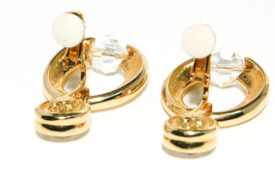 1980's Knocker Style Gold Tone Earrings by Swarovski by Swarovski - Vintage Meet Modern Vintage Jewelry - Chicago, Illinois - #oldhollywoodglamour #vintagemeetmodern #designervintage #jewelrybox #antiquejewelry #vintagejewelry