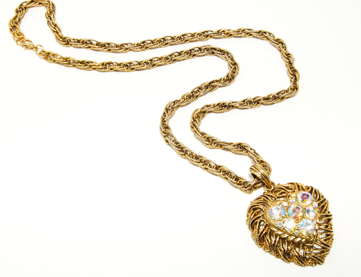 Heart Shaped Gold Tone Statement Necklace by Craft by Craft - Vintage Meet Modern Vintage Jewelry - Chicago, Illinois - #oldhollywoodglamour #vintagemeetmodern #designervintage #jewelrybox #antiquejewelry #vintagejewelry