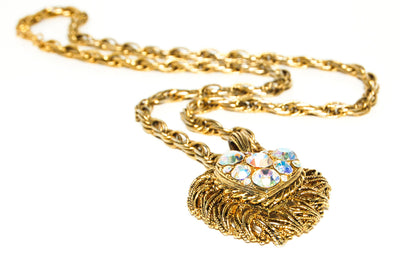 Heart Shaped Gold Tone Statement Necklace by Craft by Craft - Vintage Meet Modern Vintage Jewelry - Chicago, Illinois - #oldhollywoodglamour #vintagemeetmodern #designervintage #jewelrybox #antiquejewelry #vintagejewelry