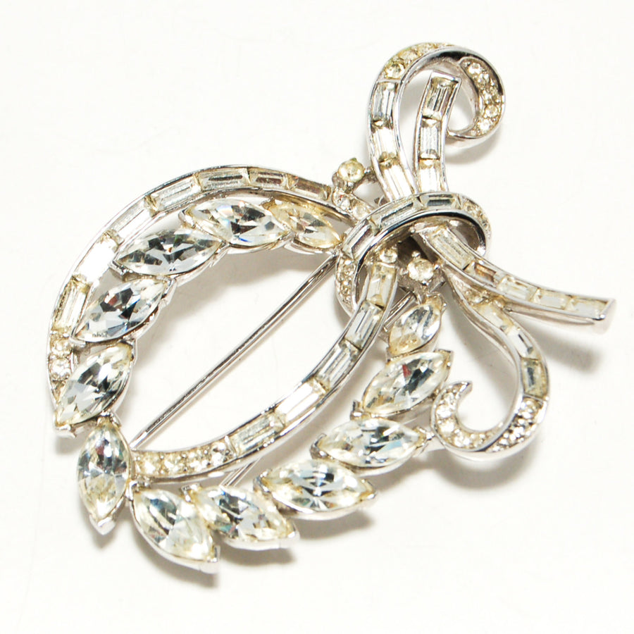 1940's Art Deco Rhinestone Brooch by Crown Trifari by Crown Trifari - Vintage Meet Modern Vintage Jewelry - Chicago, Illinois - #oldhollywoodglamour #vintagemeetmodern #designervintage #jewelrybox #antiquejewelry #vintagejewelry