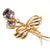 12kt Gold Filled Brooch with Purple Rhinestones by Van Dell